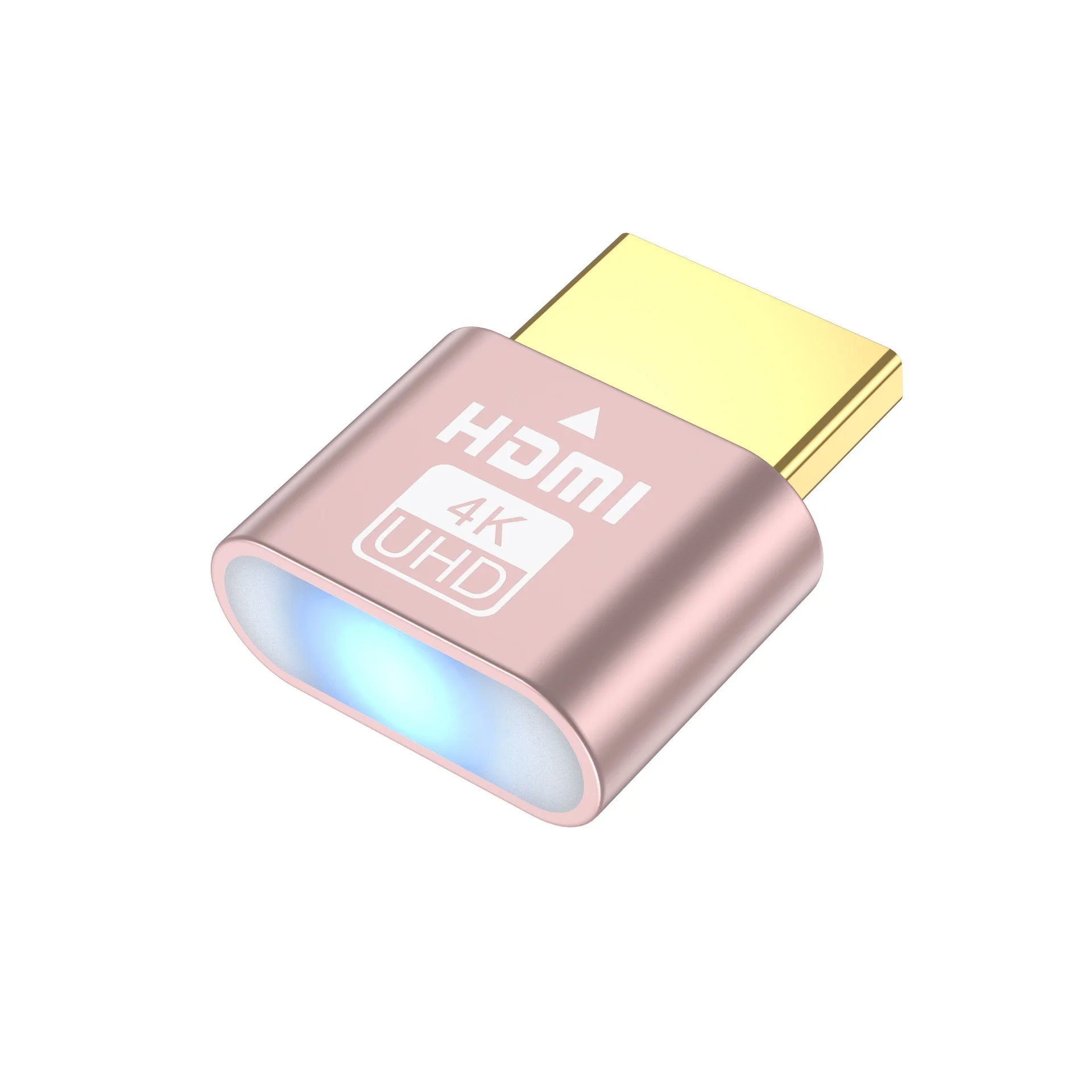 4K HDMI Dummy Plug Virtual Display Emulator Headless Remote Gaming Zpaxo Rose Gold LED