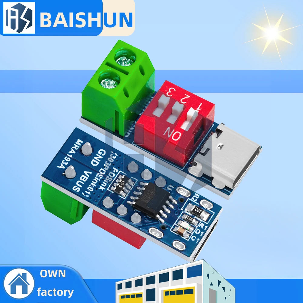 USB-C PD Trigger Module - Programmable 12V/9V Boost Converter with QC3.0/PD3.0 Support for Fast Charging, Laptop Power Supply Zpaxo
