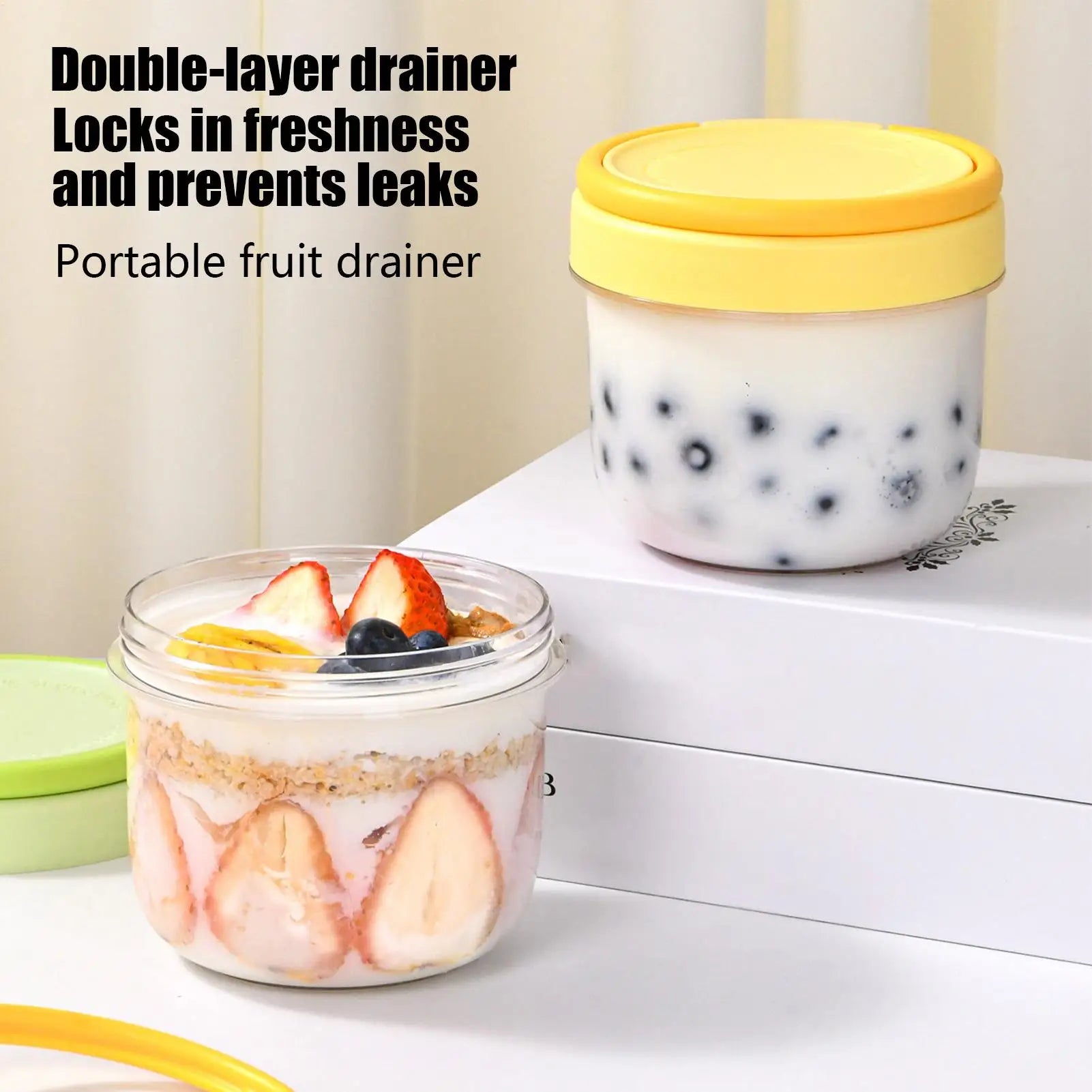 Fruit Salad Cup Portable Snack Containers Overnight Oatmeal