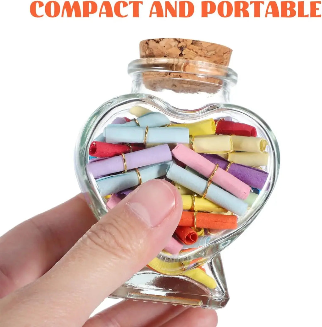 1PC Empty Mini Glass Heart Shape Jars with Cork Stoppers Decorative Glass Bottles for DIY Art Crafts Decoration Party Supplies Zpaxo