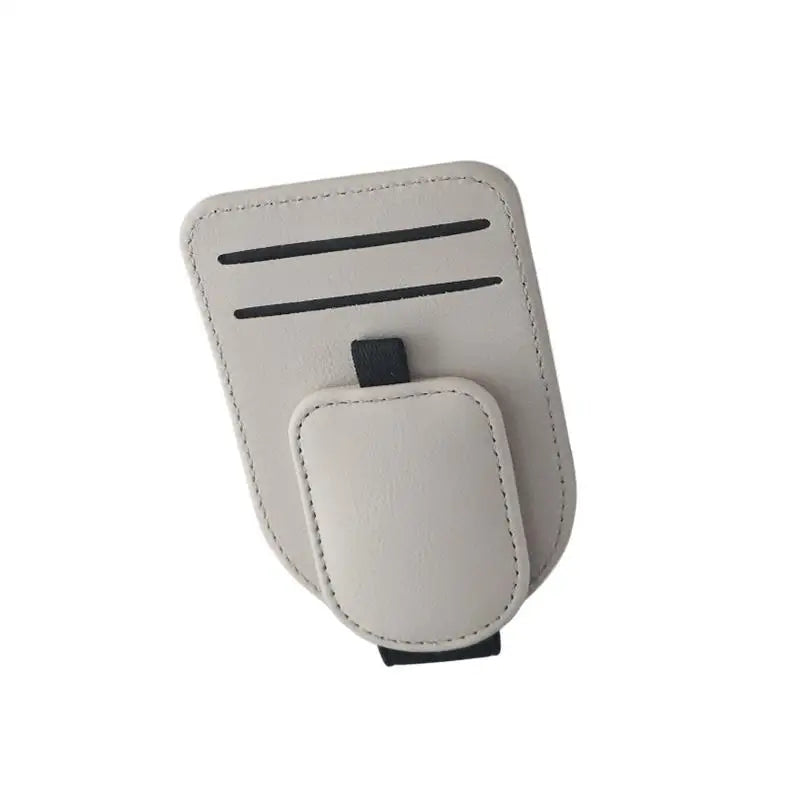 Sunglass Holder Car Sun Visor Magnetic Leather Vehicle Eyeglass Zpaxo Beige
