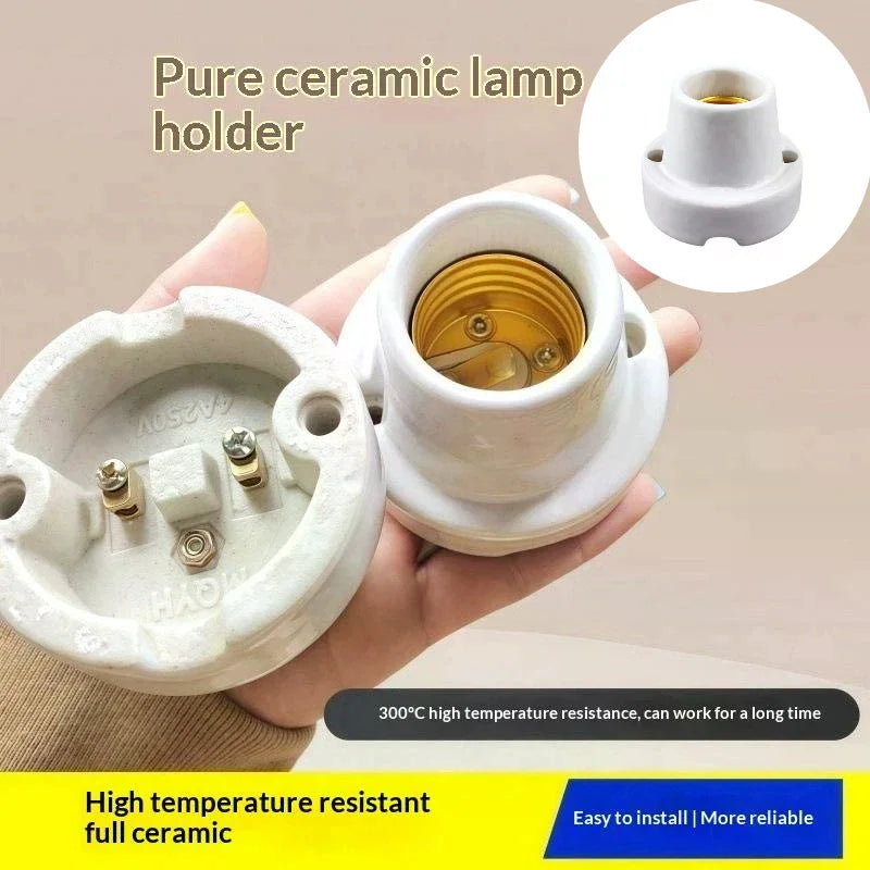 1Pcs Lighting Fittings E27 Holder Outdoor Engineering Modified Lamp Base Socket Screw Ceramic Waterproof Explosion-proof Lamp Zpaxo