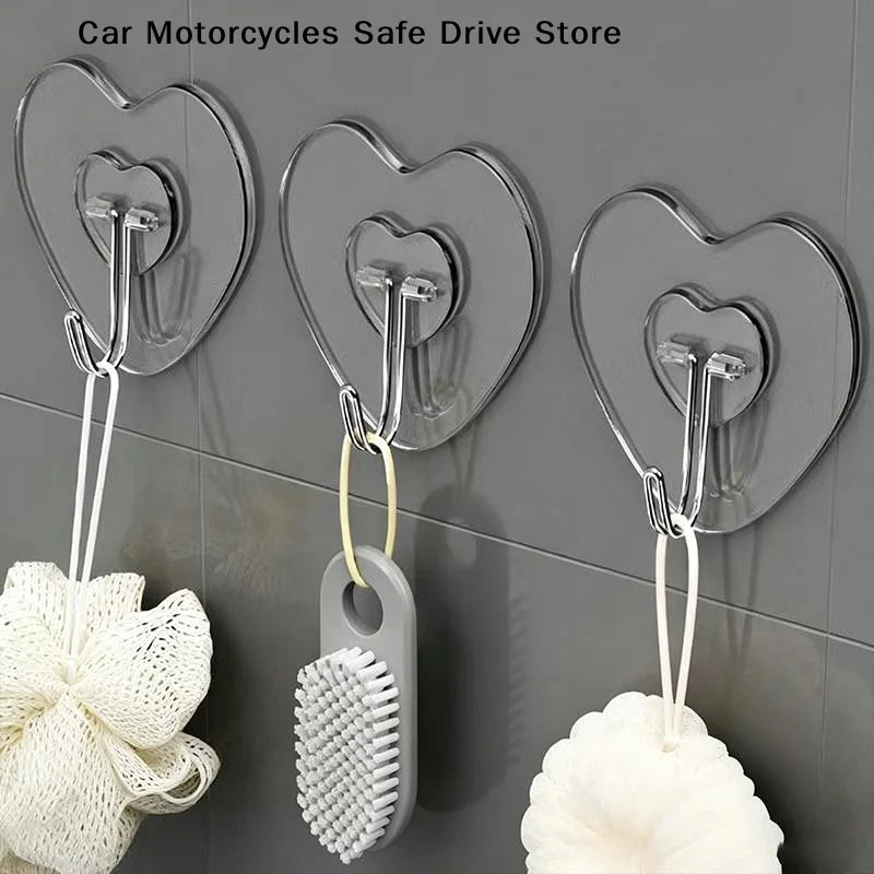 M20 40 60pcHeart Shape Transparent Hooks Non Punching Plastic Love
