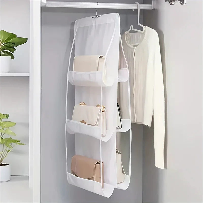 Black Handbag Hanging Organizer 6 8 Pockets Foldable Oxford Cloth Zpaxo