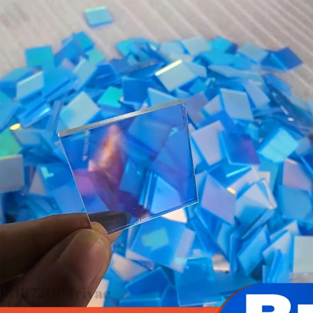 50 Rainbow Holographic Acrylic Squares Colored Boards Panels