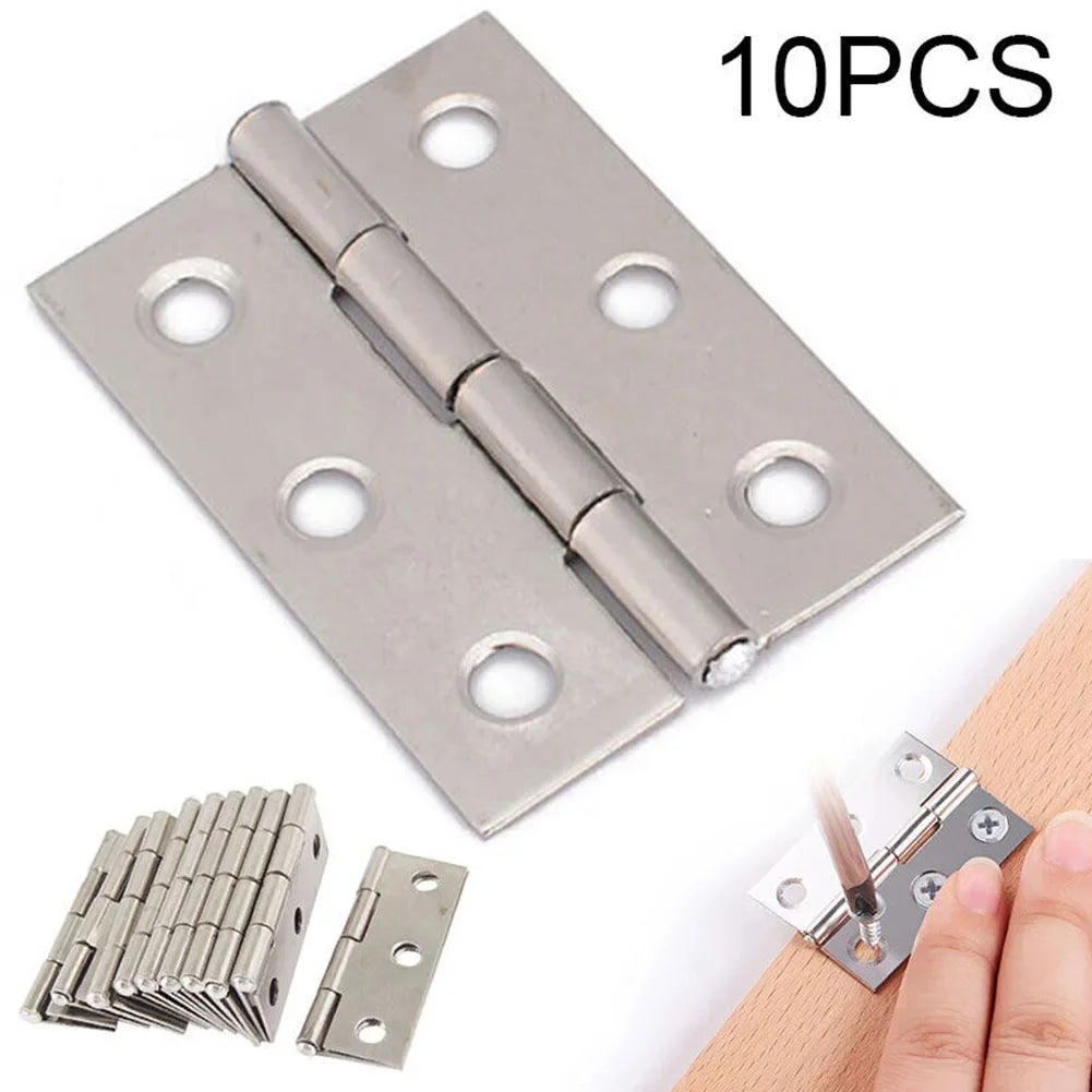 10pcs Stainless Steel Door Hinges Cabinet Doors Windows Wooden Box Flat Hinge Home Furniture Hardware Accessories Zpaxo Default Title