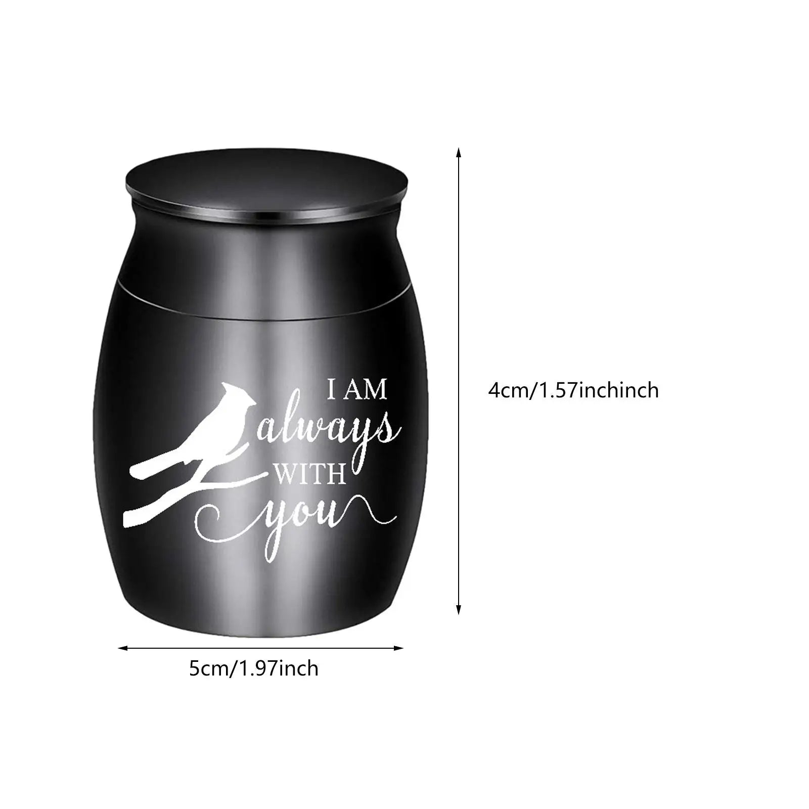 Mini Stainless Steel Pet Cremation Urn | Memorial Keepsake Case Pet Memorial Urn Zpaxo Black
