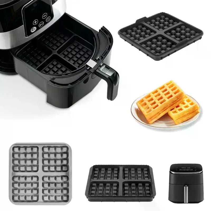 1 Air Fryer Waffle Baking Mold Reusable Silicone Mould Liner Dual Zpaxo