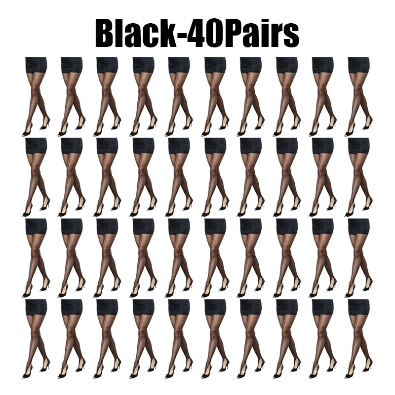 Women's Anti-snag Sheer Black Tights Single Filament See-through