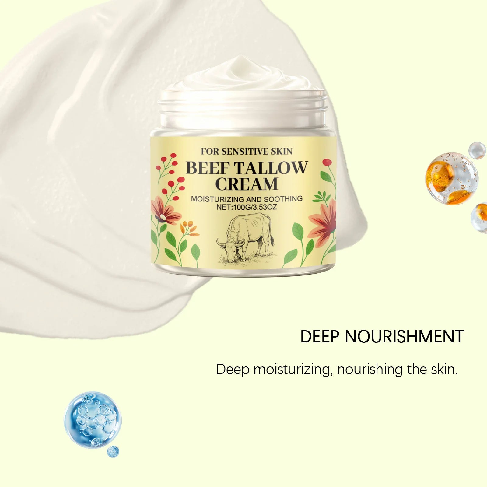 Beef Tallow Body Cream – Deep Moisturizer for Dry Skin 100g Body Moisturizing Cream Zpaxo