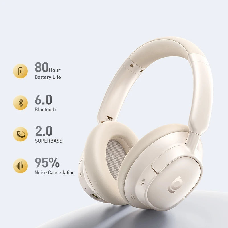 Baseus Bass BH1 NC Lite ANC Wireless Headphones 95 Noise Cancelling Zpaxo White China Mainland