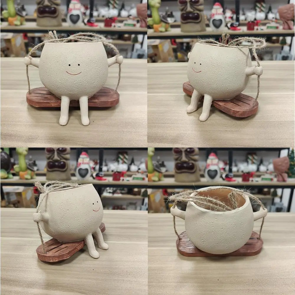 Hanging Resin Face Planter Pot – Succulent Head Vase Home Decor