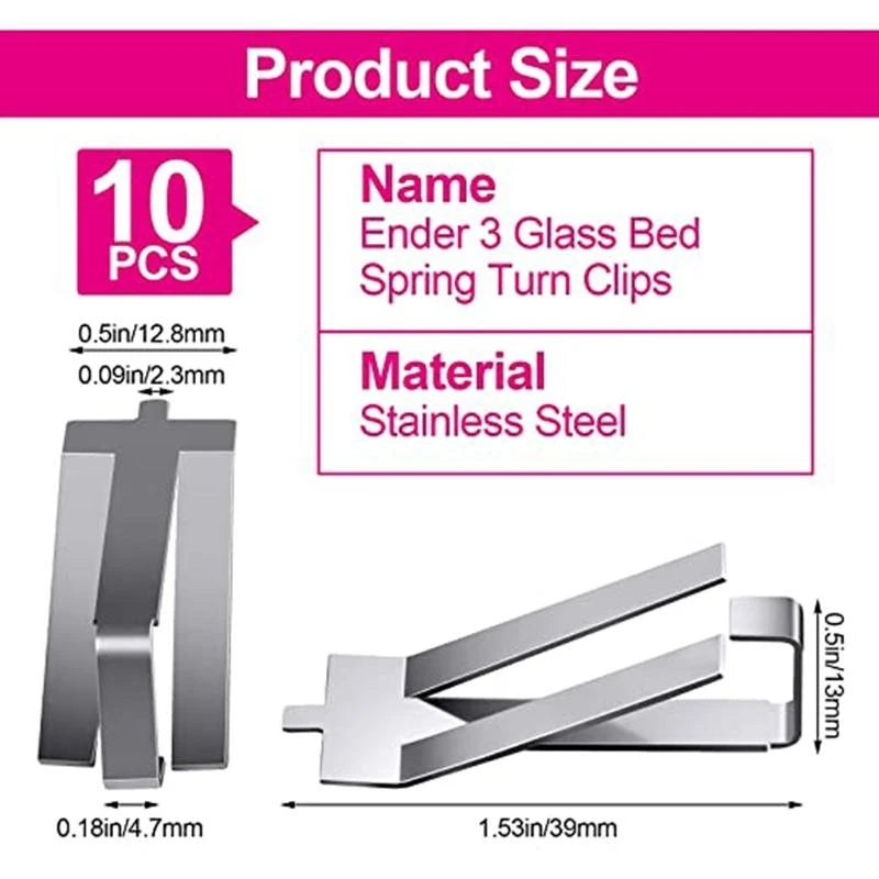 652F Ender3 3D Printer Accessories Hot Bed Printing Platform Spring Steel Glass Clip Zpaxo CN