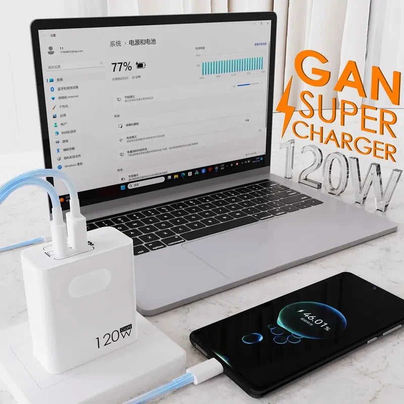 120W Charger Turbo Fast Charging EU US UK Wall Hypercharge Adapter