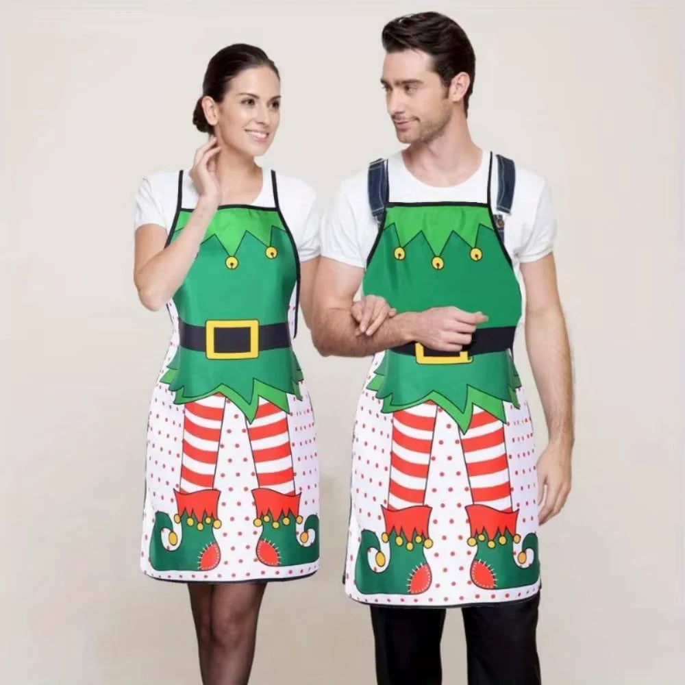 Christmas Elf Aprons Adjustable Neck Strap Waist Tie Green Legs Party Zpaxo