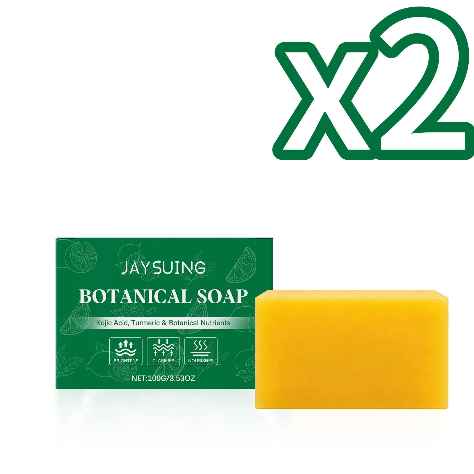 Jaysuing Turmeric Botanical Soap – Cleanse, Moisturize & Exfoliate Botanical Bar Soap Zpaxo 100g Boxed X 2PCS