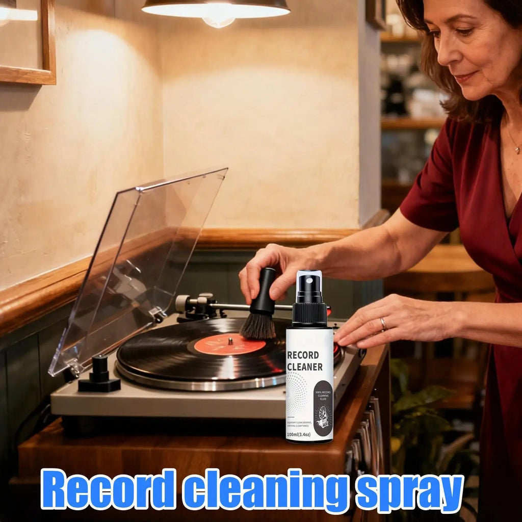 Record Cleaner 100ml Washer Fluid Spray with Towel Record Care Solution for Collectors Enthusiasts Professionals Studio Store Zpaxo