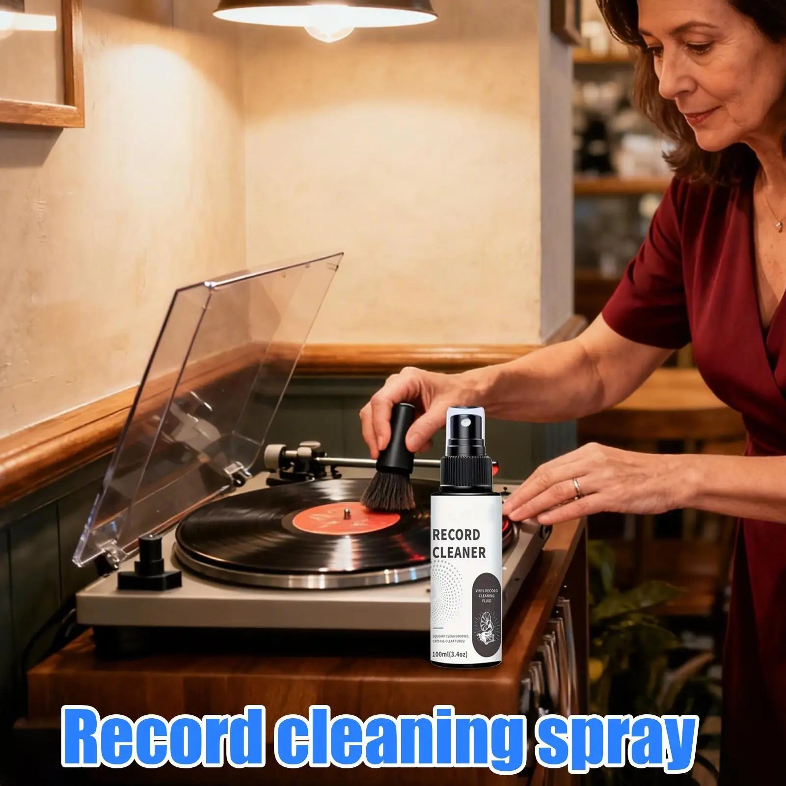 Record Cleaner 100ml Washer Fluid Spray with Towel Record Care Solution for Collectors Enthusiasts Professionals Studio Store Zpaxo
