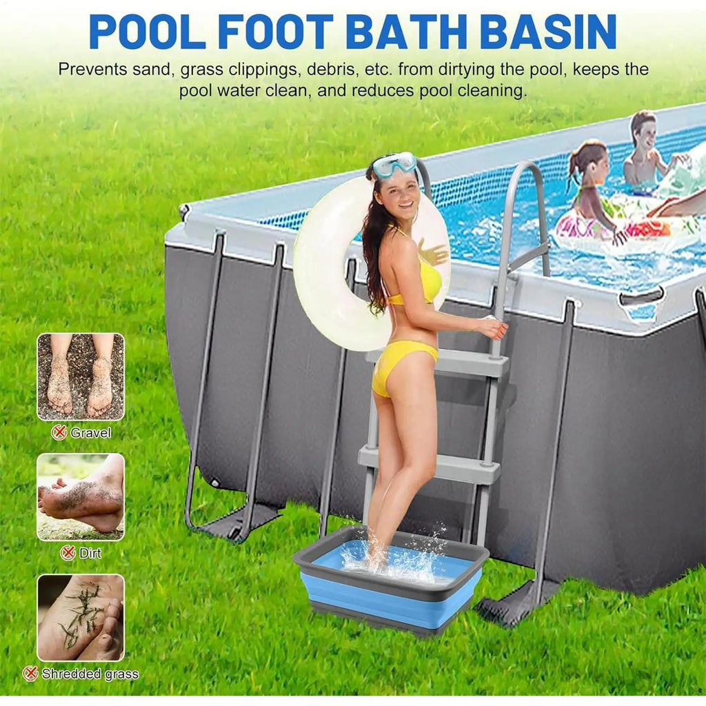 Folding Foot Bath Tub Swimming Pool Entrance Portable Bathing Basin