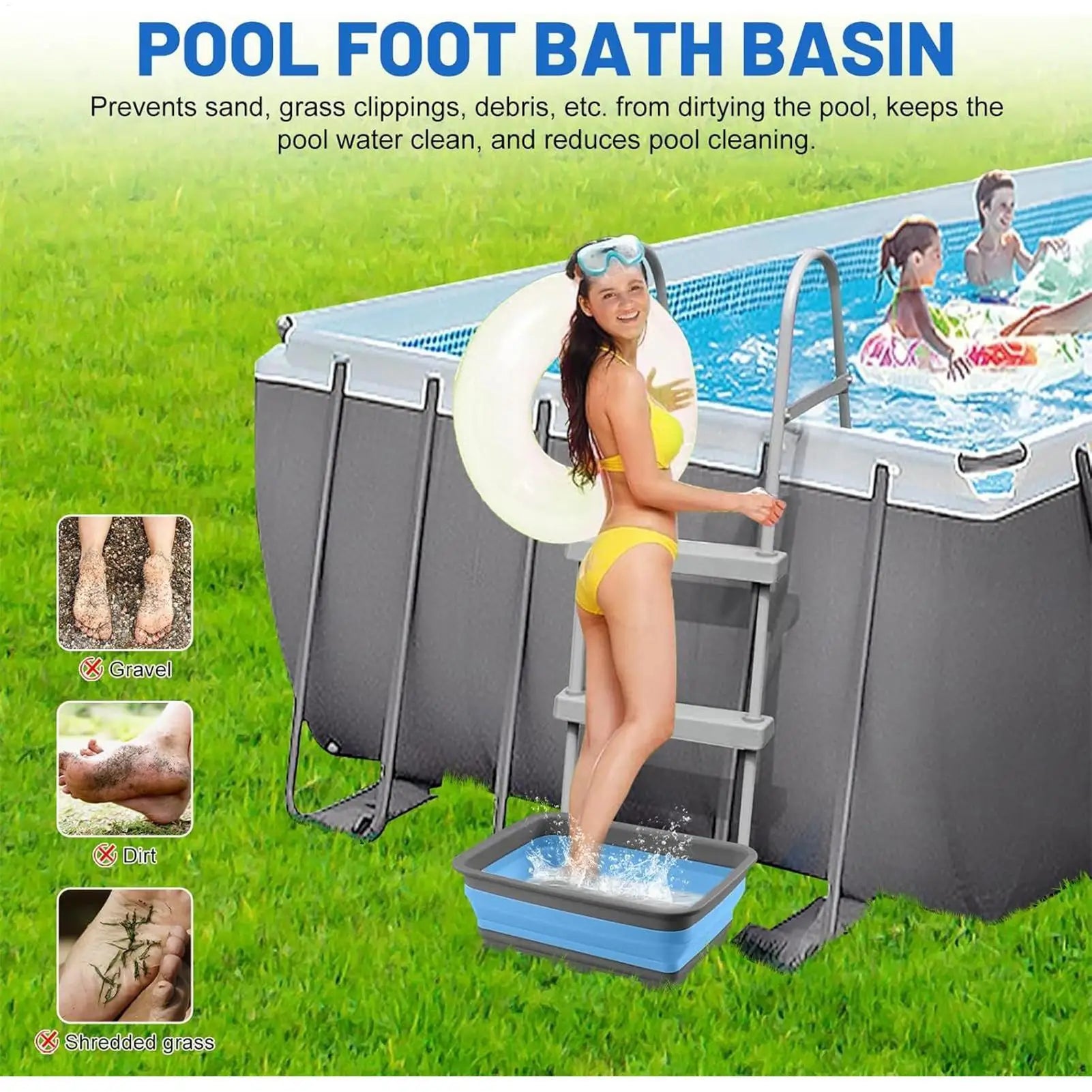Folding Foot Bath Tub Swimming Pool Entrance Portable Bathing Basin