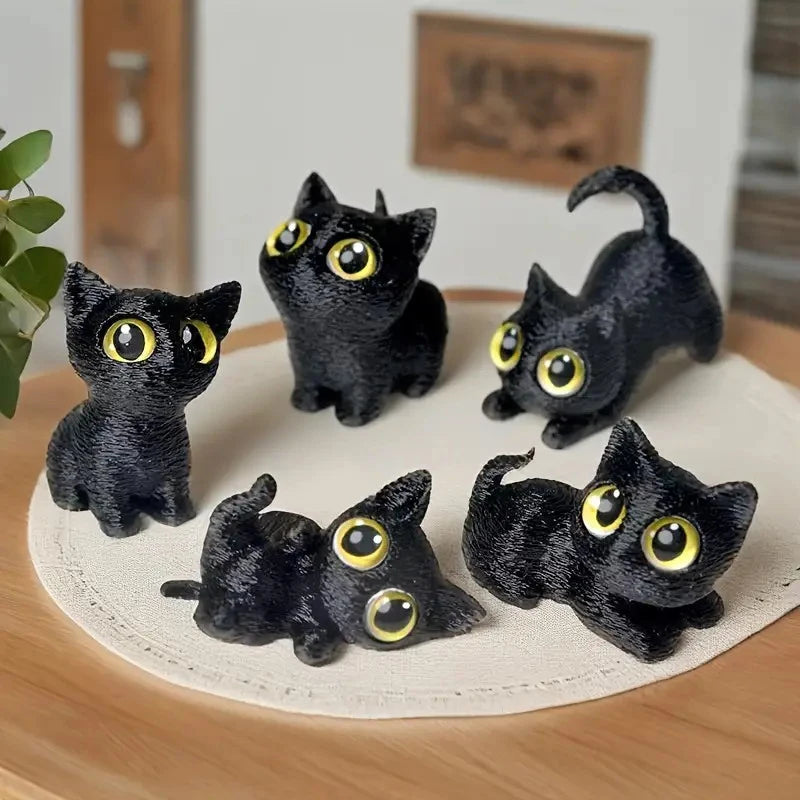 3D Printed Big-eyed Cat Ornaments Mini Statues Miniature Cute Kitten Zpaxo