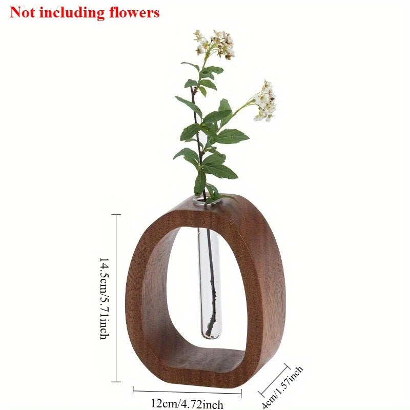 Solid Wood Flower Utensil Creative Flower Arrangement Simple Glass Plant Flower Insert Mini Water-grown Vase Zpaxo Large