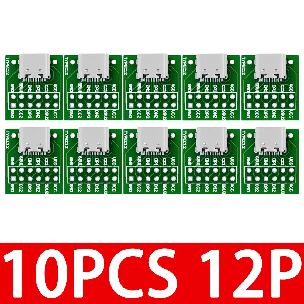 1 5 USB 3 C 16 Pin Test PCB Adapter Connector Socket Data Cable Zpaxo 10PCS 12P