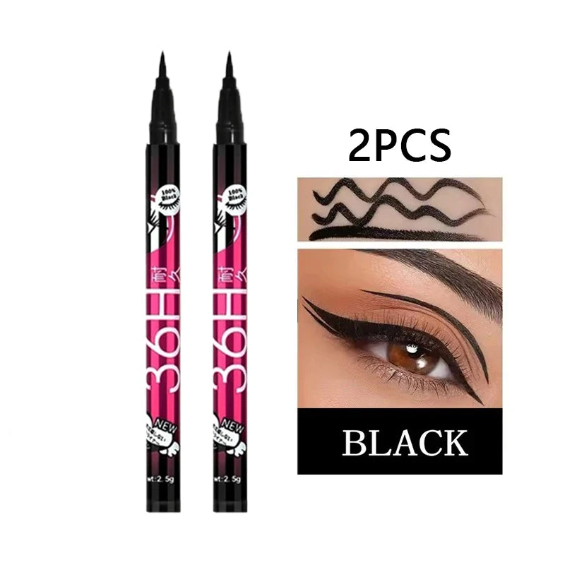 Black Smooth Liquid Eyeliner Pen Waterproof Long-lasting Ultra-fine Zpaxo Eyeliner 2pcs