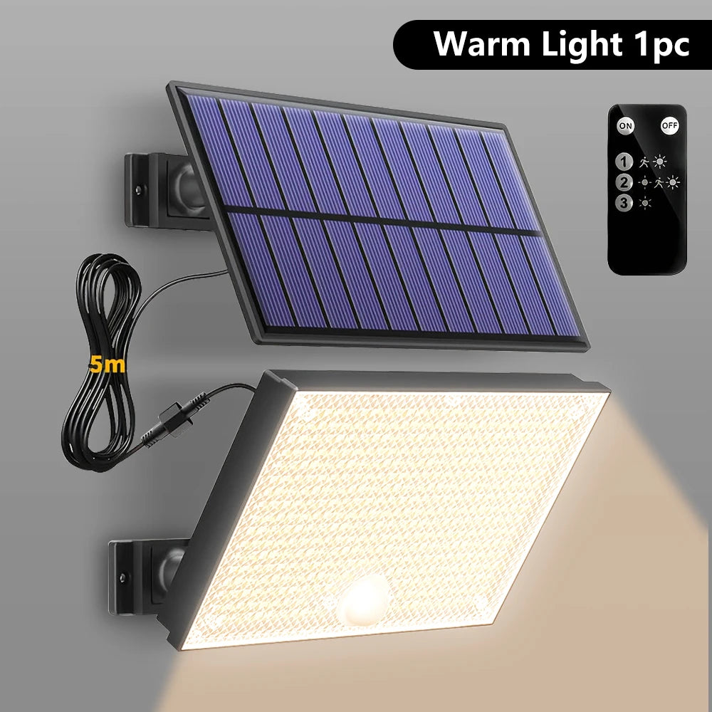 Solar Outdoor Motion Detector Lamp 400LED Solar Powered Wall Light 3 Modes Waterproof Flood Lights Garden Front Door Yard Zpaxo 400LED Warm 1pc