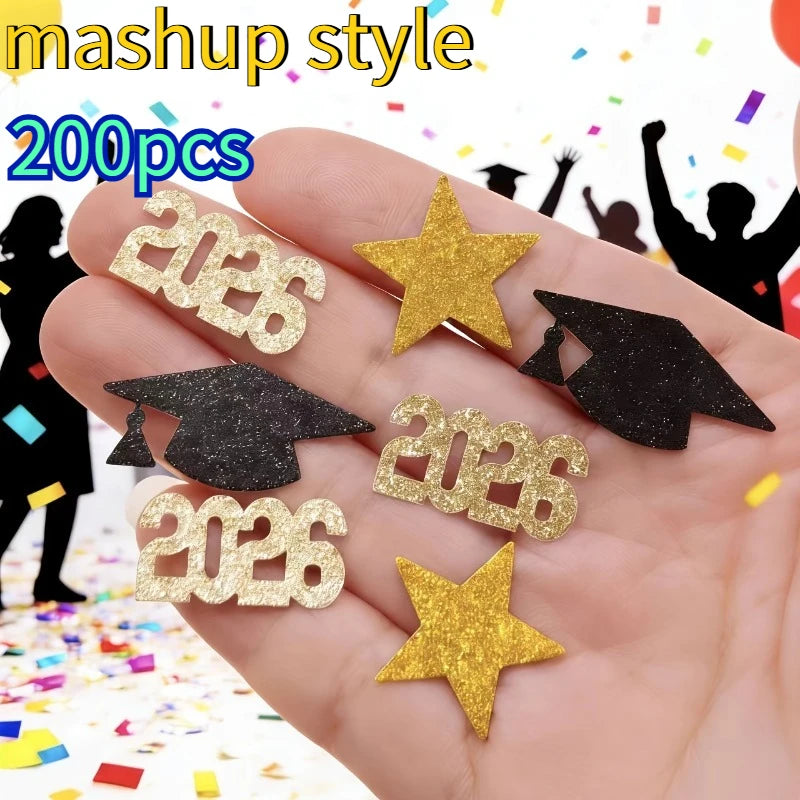 Graduation Party Confetti 2026 Doctor Hat Star 3 Styles Mixed Table