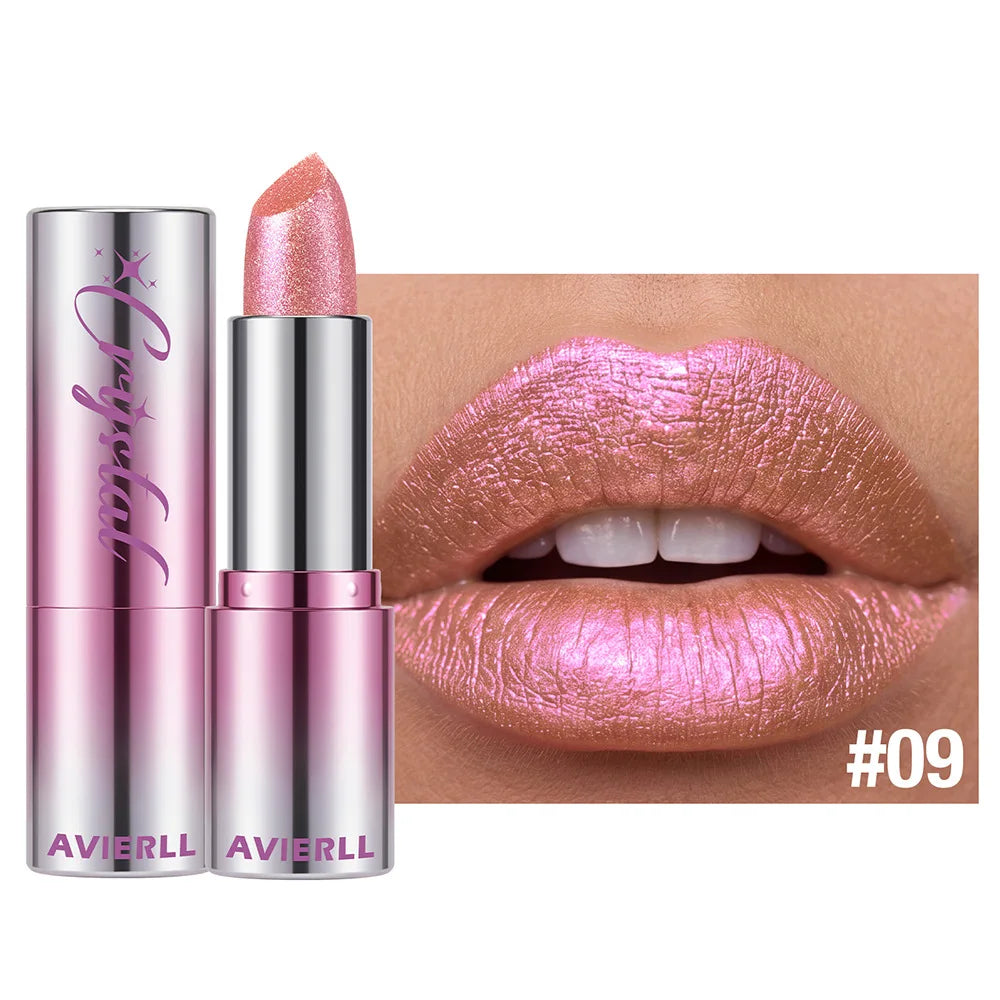 6 Colors Metallic Shimmer Diamond Lipstick Polarized Pearlescent Pink Zpaxo 09