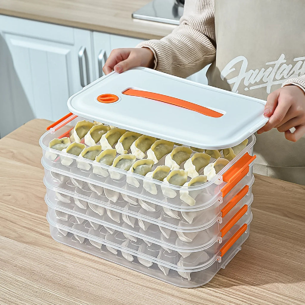 4 Layers Refrigerator Storage Box Dumpling Food Preservation and Quick Freezing Box Transparent Food Storage Container Zpaxo