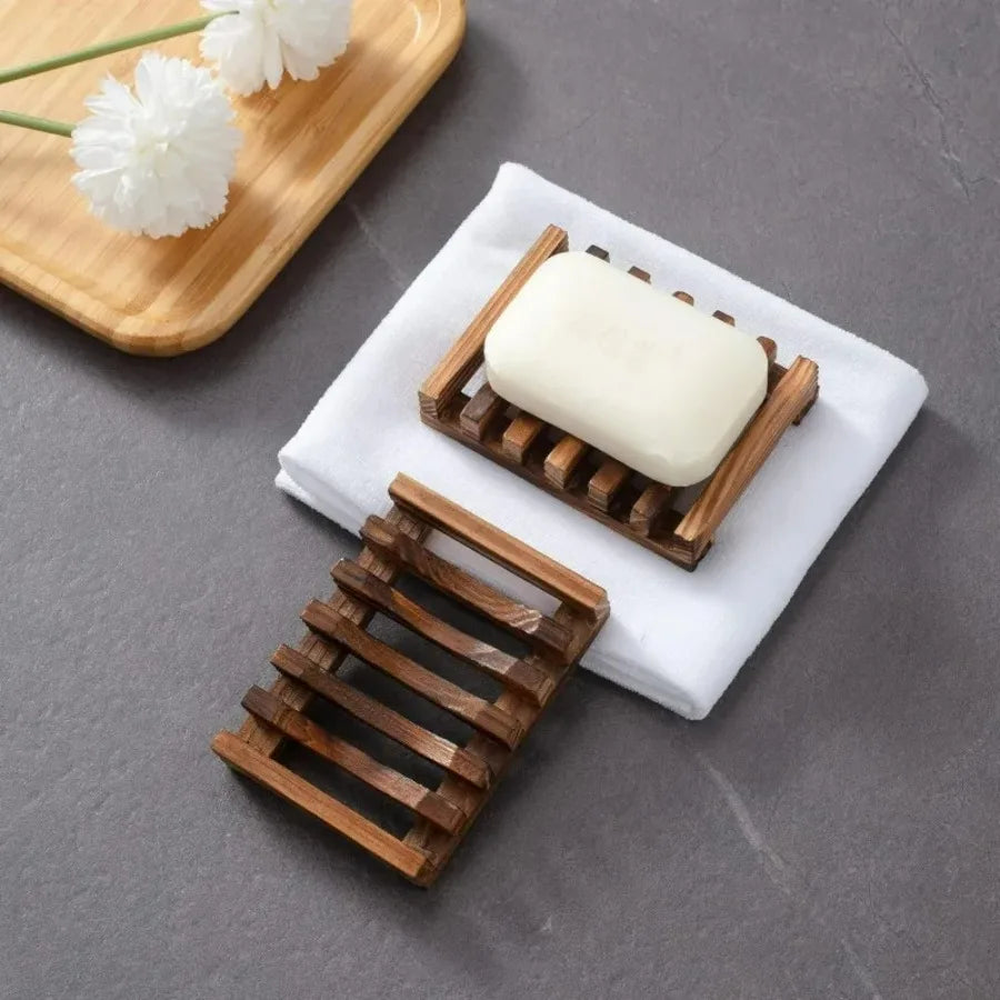 Bamboo Wooden Soap Dish – Self-Draining Shower Organizer Bamboo Soap Dish Zpaxo