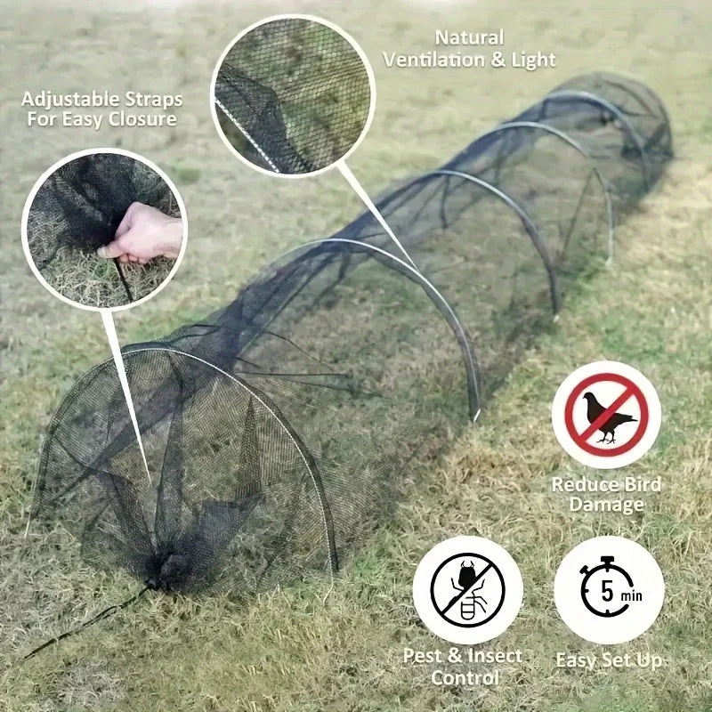Collapsible Black Mesh Tunnel UV Protection Bird Insect Barrier
