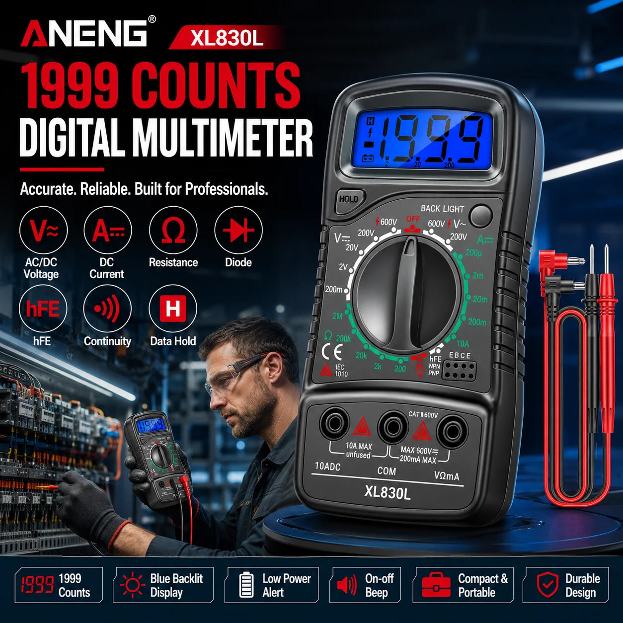 Meter Voltage Tester LCD Ammeter Voltmeter Digital Multimeter