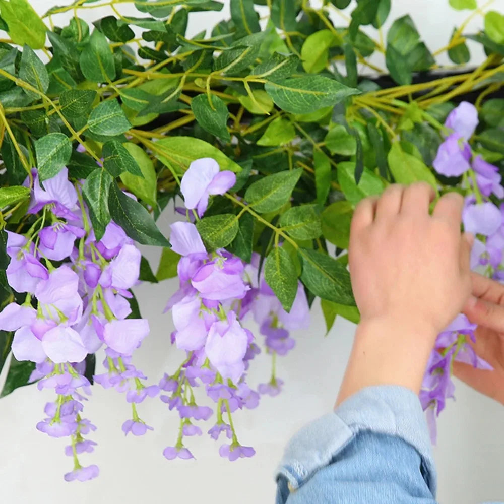 Lush 70 8 Artificial Wisteria Flowers Garland Outdoor Wedding Garden