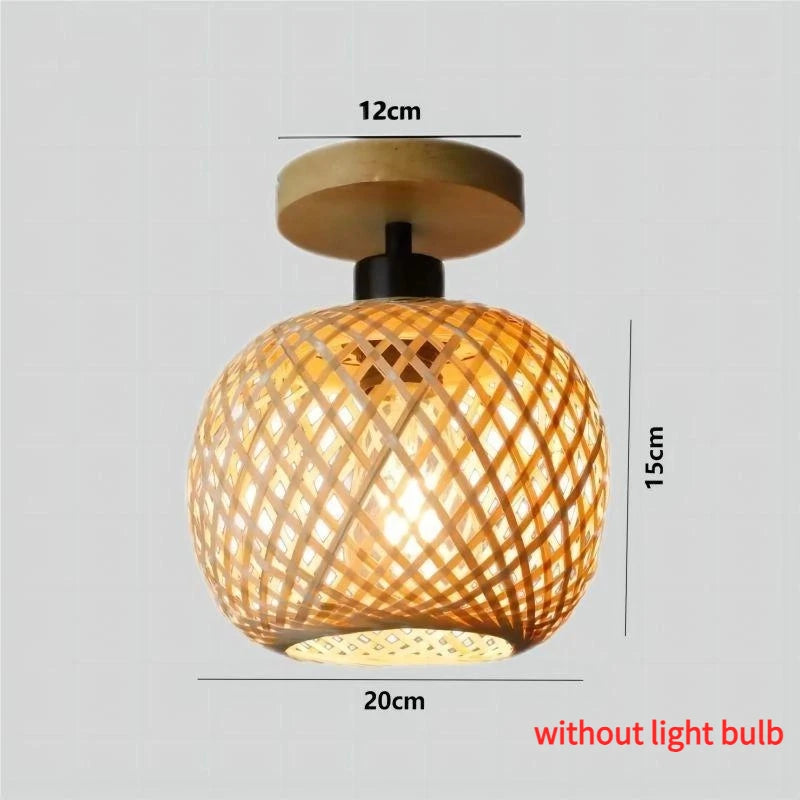 1Pcs Bamboo Lampshade Ceiling Pendant Lamp Hanging Lamp Handmade Rattan Light Fixture For Restaurant Dining Room Indoor Lighting Zpaxo 01 Without Bulb