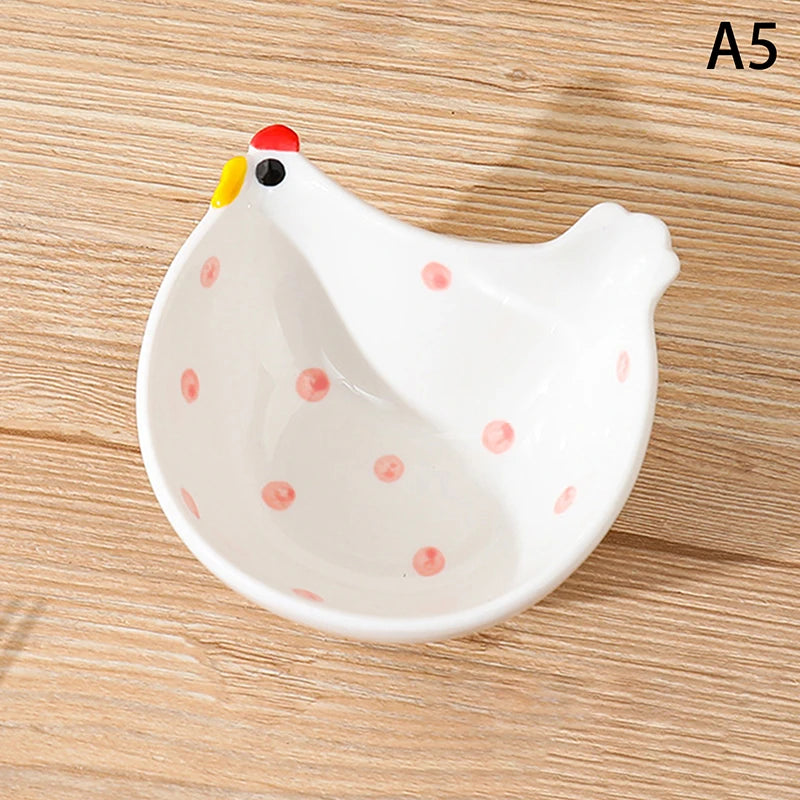 Kitchen Ceramic Dipping Plate Handle Sauce Cute Rabbit Cat Seasoning Zpaxo A5