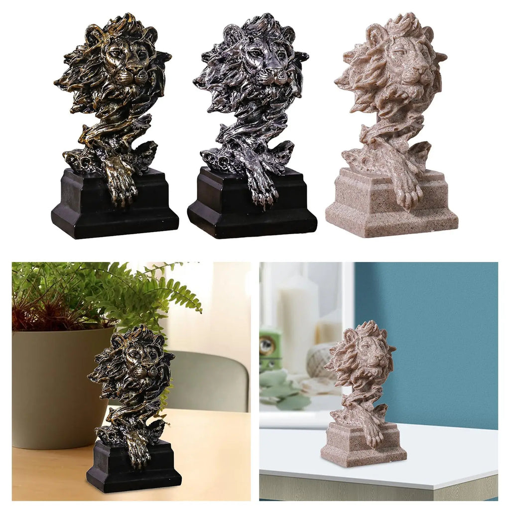 Lion Head Resin Statue – Decorative Tabletop Figurine Decorative Figurine Zpaxo