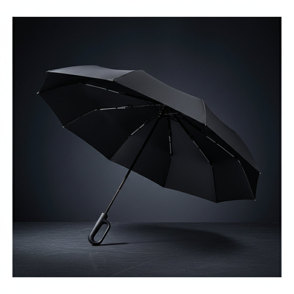 Fully Automatic Umbrella for Men And Women with Ring Buckle Design Large Rib Strong Sunshade Double Umbrella Folding Compact Zpaxo black 8K iron