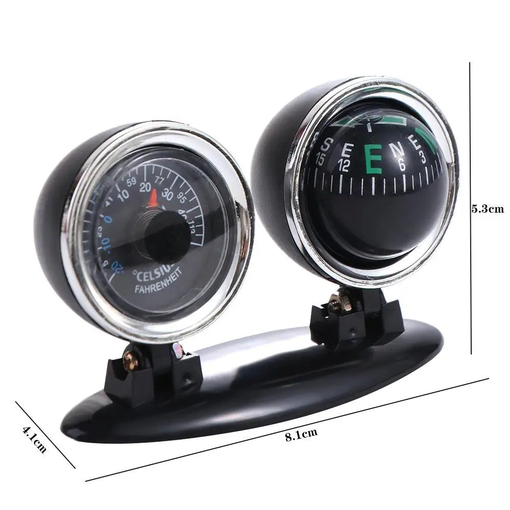 Dashboard Guide Ball Car Compass Navigation Tools Auto Ornament Vehicle Compass Direction Plastic Car Thermometer Zpaxo