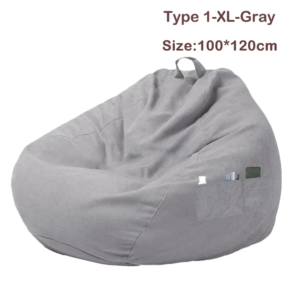 Sofa Chair Cover Soft Comfortable Chair Sofa Breathable Lazy Sofa Bed Large Fluffy Chair Decora Tear-Resistance/Footstool Cover Zpaxo Type 1-XL-Gray
