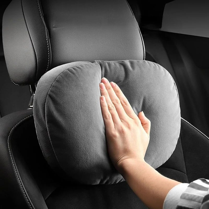 Car Headrest & Lumbar Cushion – Adjustable Suede Seat Pillow
