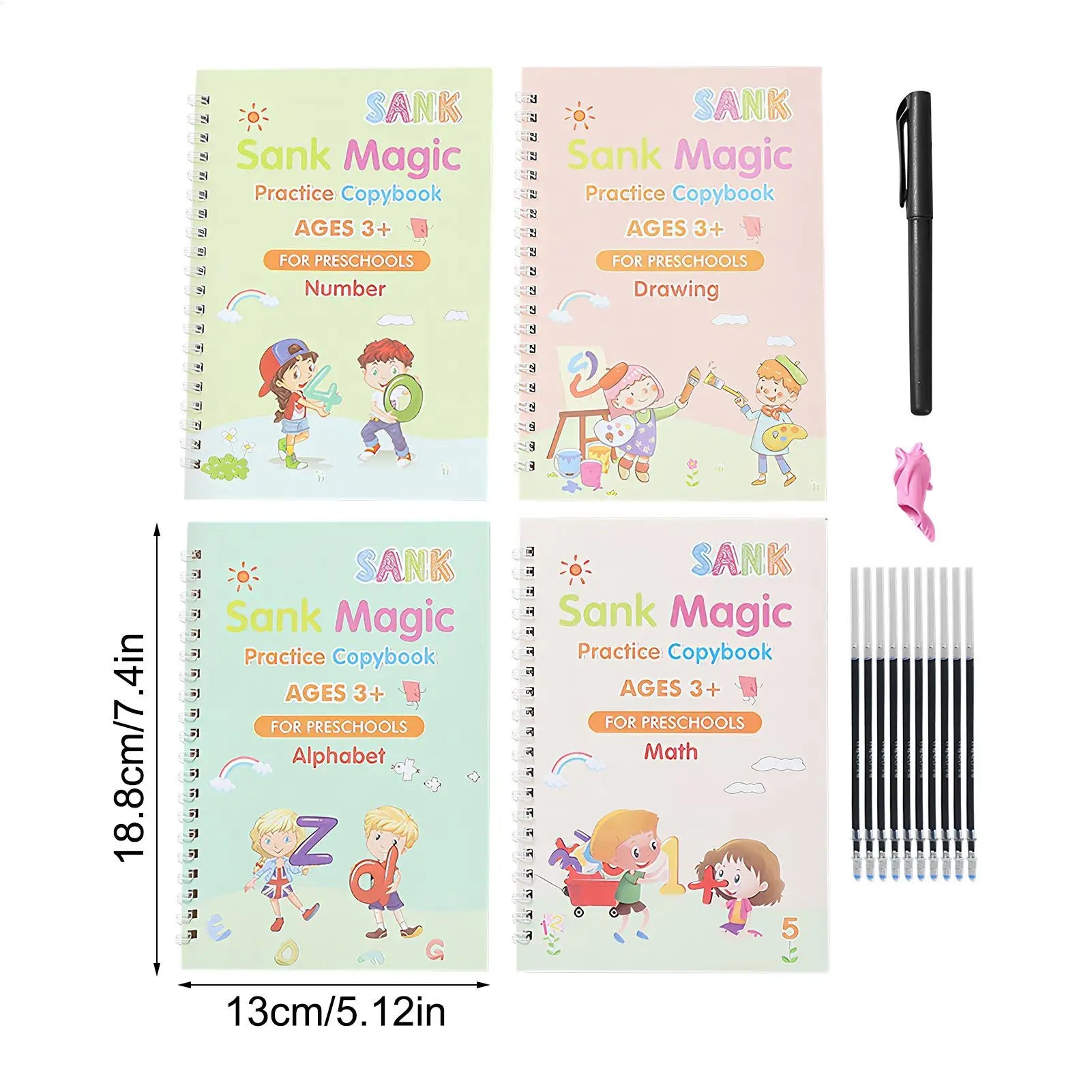 Writing Practice For Kids 4 Pieces Grooved Alphabet Writing Book Reusable Kids Handwriting Workbook For Homeschool School Early Zpaxo