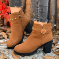 2025 New Women Boots Fashion Spring Winter Comfortable Boots Outdoor Ankle Boots Ladies High Quality High Heels Shoes for Women Zpaxo Brown 40
