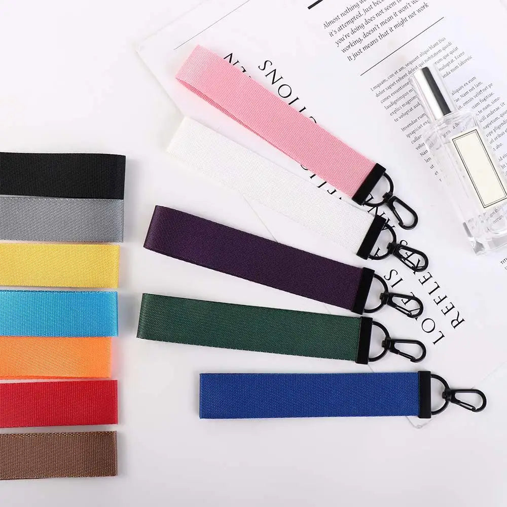 Women Solid Colors Car Keyring Bag Charms Ribbon Rope Keychain Zpaxo