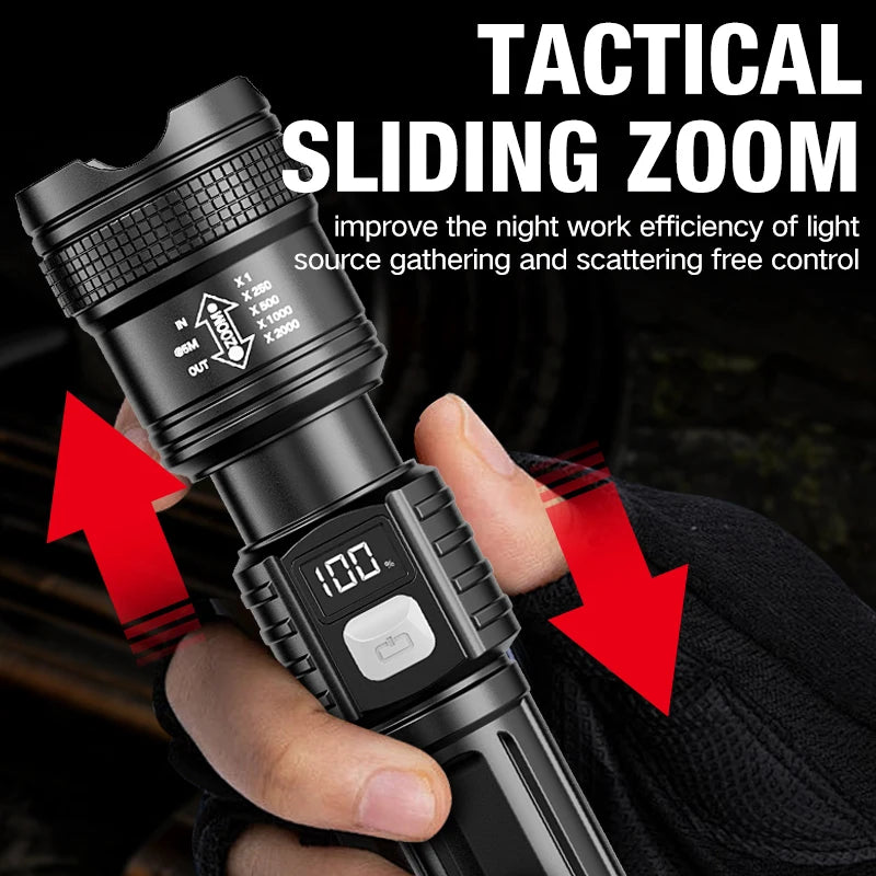LED Flashlight Rechargeable Long-beam Portable Outdoor Emergency