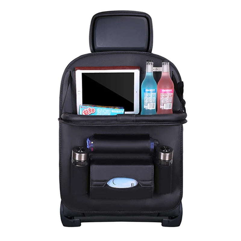 Car Seat Back Organizer Bag Foldable Table Tray Travel Storage