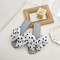 Slippers for Women 2025 Summer New Silk Bow Slippers Beach Shoes Vacation Flat Heel Sandals for Women Slippers Zpaxo polka dot blue 37-38