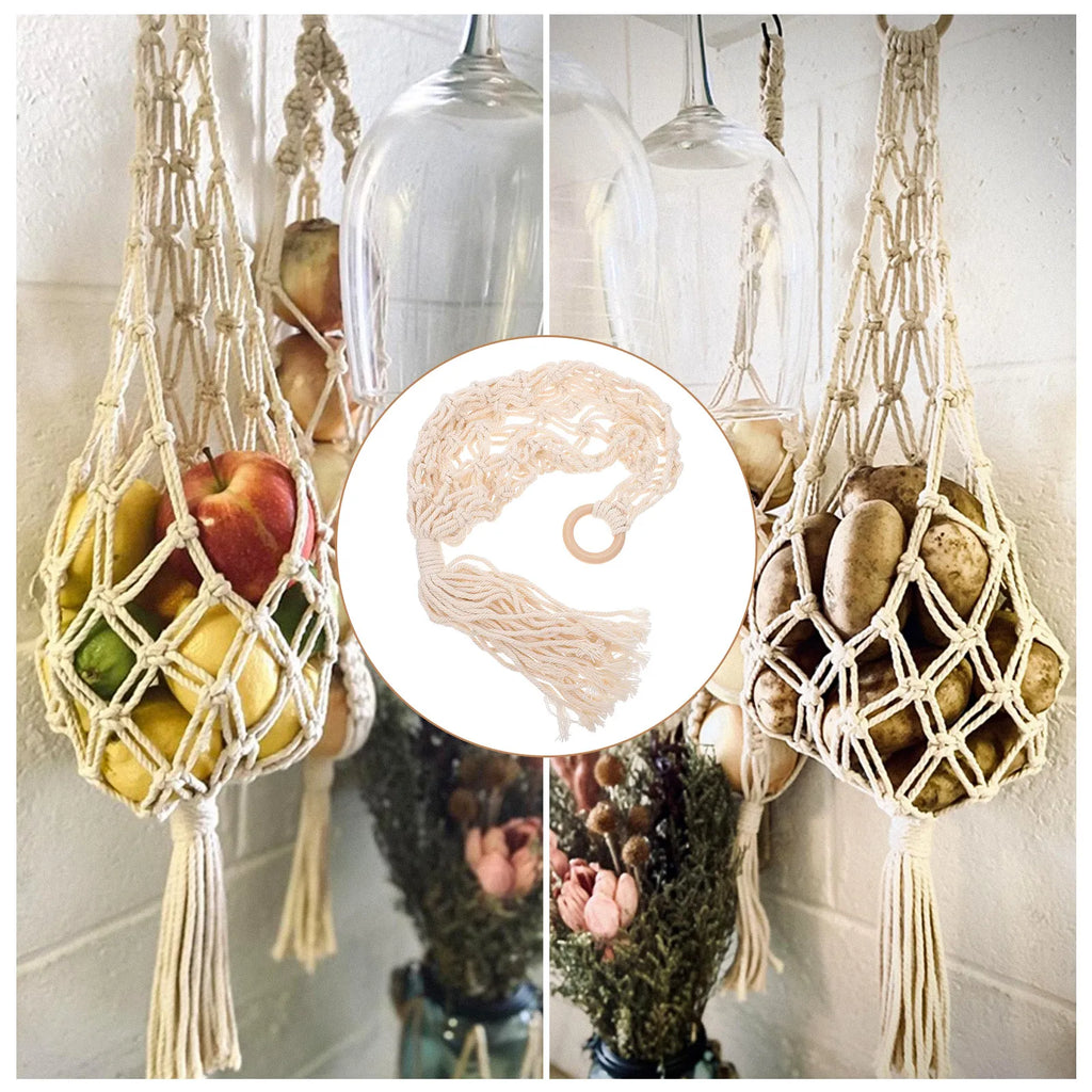 Modern Minimalist Cotton Rope Hanging Basket Woven Decorative Storage